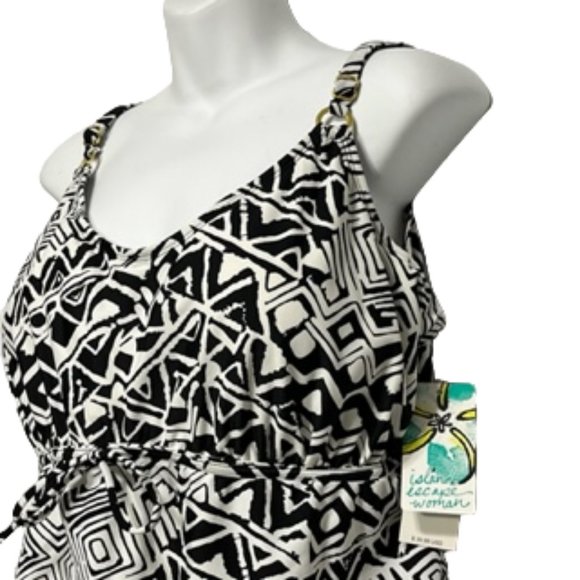 ISLAND ESCAPE WOMAN Black and White Tankini Top NWT - Picture 5 of 11